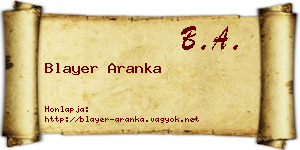 Blayer Aranka névjegykártya